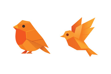 Fototapeta premium origami orange japanese flying birds illustration