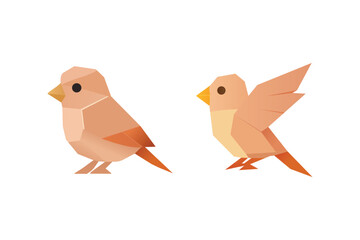 Fototapeta premium origami pink japanese flying birds illustration