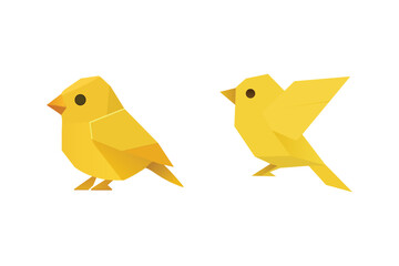 Obraz premium origami yellow japanese flying birds illustration