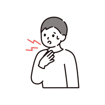 Sick man with sore throat vector illustration