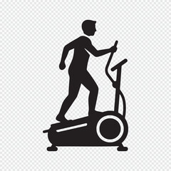 Man exercising on an elliptical trainer. Fitness workout icon.