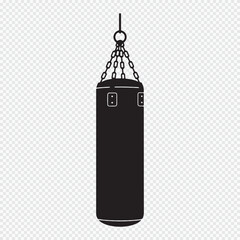 Heavy Punching Bag Vector Icon, Boxing and Gym Equipment for Fitness and Training