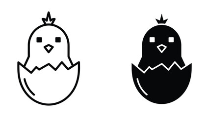 Cute cartoon chick hatching from egg shell © Jahidul