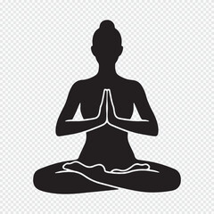Woman in Yoga Lotus Pose Silhouette, Meditation and Prayer Icon, Zen Wellness Vector Symbol for Logo