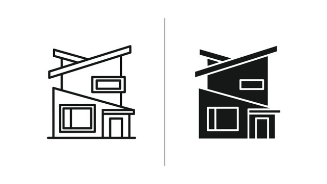 Modern house icon design in black and white