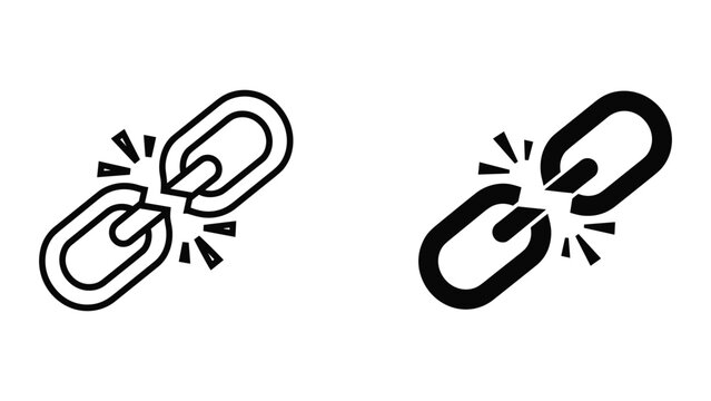 Broken chain link icon set