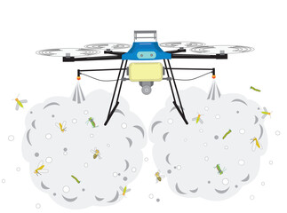 ドローンで農薬の散布作業をしているイラスト素材