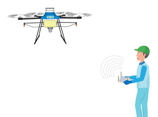 ドローンで農薬の散布作業をしているイラスト素材