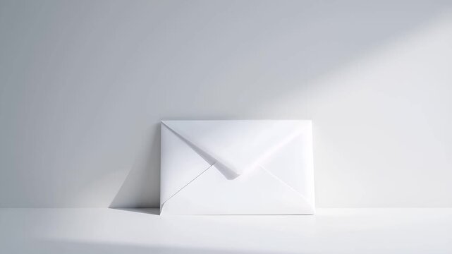 白い背景の下部に無地の封筒を配置した、静かで整った映像です。
柔らかな光と控えめな影が、清潔感とフォーマルな印象を与えます。
3月の連絡、区切り、正式な変化や移行期を象徴する表現です。