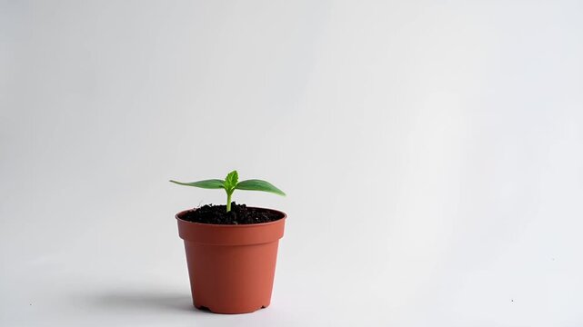 白い背景の下部に、小さな植木鉢と土のみを配置した静かな映像です。
影を抑えた柔らかな光が、清潔で落ち着いた印象を与えます。
成長前の準備、忍耐、3月の期待感や始まり前の時間を象徴します。