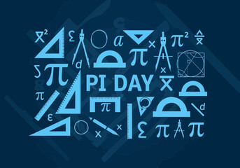 Fototapeta premium Pi day celebration with math symbols