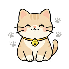 Fototapeta premium Cute smiling cat with gold collar and bell