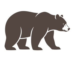 Obraz premium A brown bear walks on a white background in a simple graphic