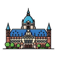 Obraz premium A large ornate building with a blue dome