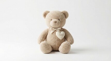 Obraz premium Minimal Teddy Bear Valentine Gift Symbol Isolated on White