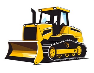 Animated bright yellow heavy construction vehicle illustration