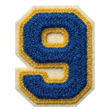 Varsity style embroidered number nine patch