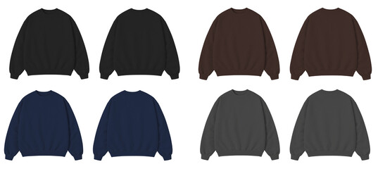 a diverse collection of blank crewneck sweatshirts in various colors, perfect for apparel mockups and design. © GraphicPNG