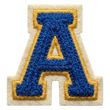 Varsity style embroidered letter A patch