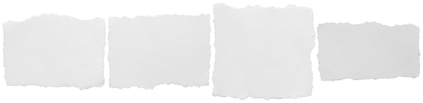 a collection of torn white paper pieces with jagged edges, offering textures for grunge and rustic designs.