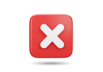 Obraz premium Red Square Button with White X Symbol