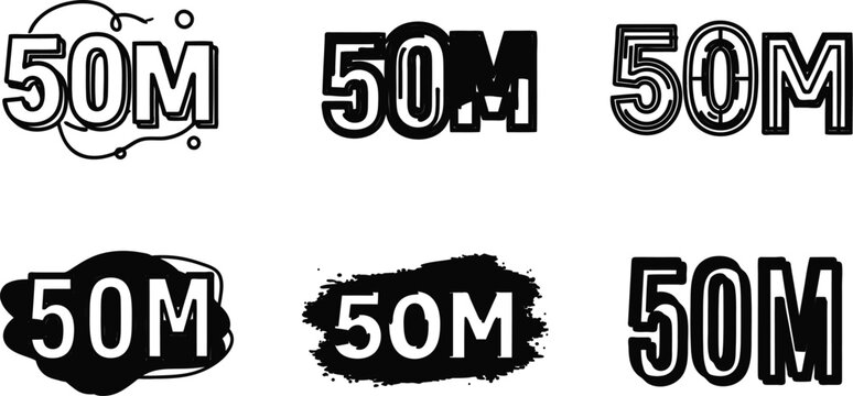 50 million text logo icons in different styles and designs  icons for numbers and numbers design  fifty million