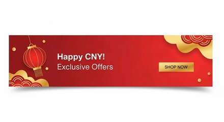 Chinese New Year Red Banner Design Template.