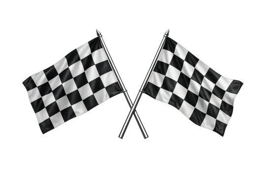 Checkered flags crossing, symbolizing racing, victory, success, finish line, winner, competition, and speed for championship