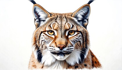 Frontal portrait of a Eurasian lynx showing its unique patterned fur and piercing yellow eyes