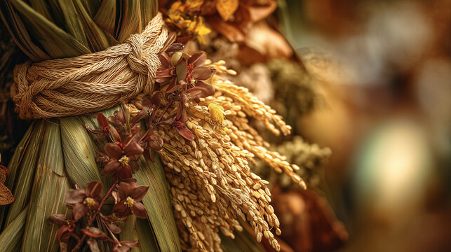 The Tinagba Festival in Iriga City, Camarines Sur showcases a bundle of dried flowers and grains, highlighting rural agricultural life and tradition.