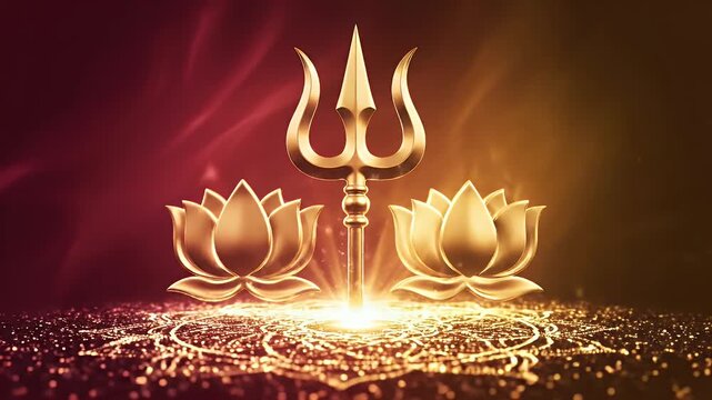 masik durgashtami background crimson gold gradient trishul lotus mandala