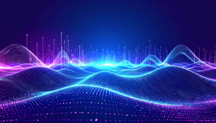 Neon Digital Grid Horizon - Generative AI