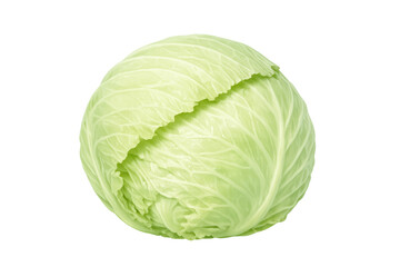 Obraz premium Fresh green cabbage head product, nutritious vegetable rich in vitamins, raw food ingredient for healthy cooking, transparent background