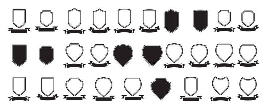 blason shield ribbon vector template