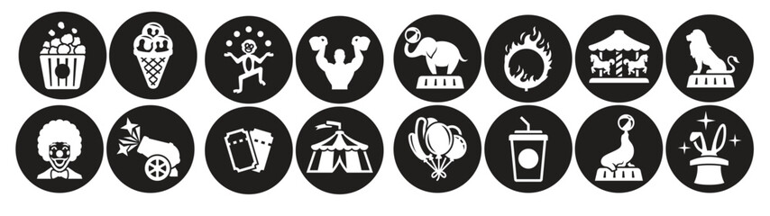 circus icons collection set festival symbol set white © Mcxs