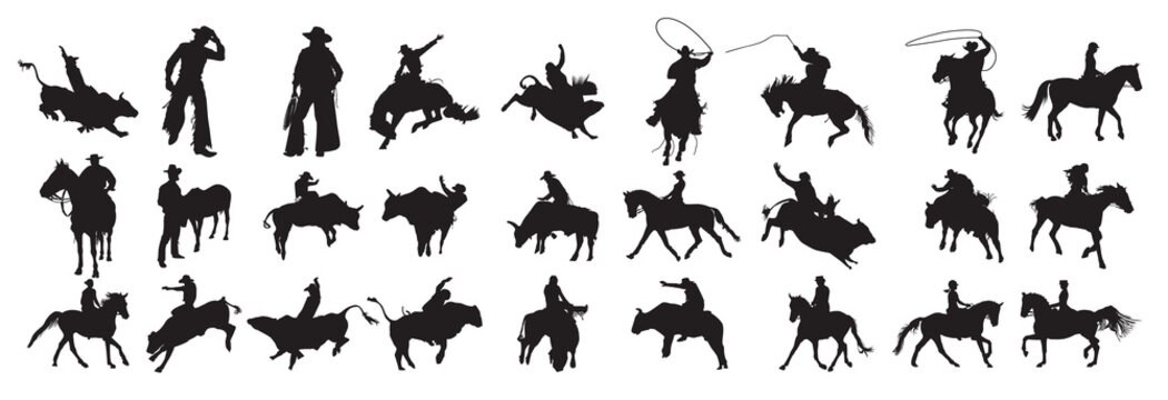 cowboy silhouette set