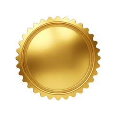Golden seal with serrated edge on white background isolated on transparent background