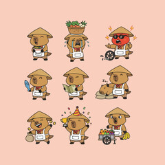 Adorable Capybara Vendor Character Set