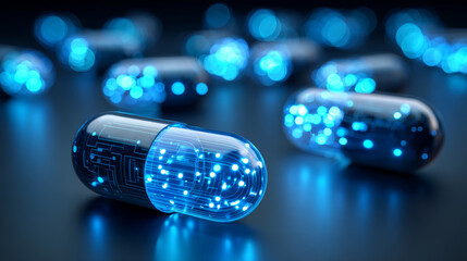 Technology sensitive pills, medical technology concepts