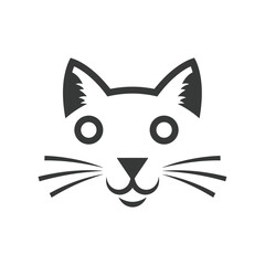 Fototapeta premium Black and white cartoon cat face