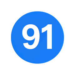 Obraz premium Blue circle app icon with number 91.