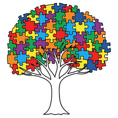 Autism Awareness Tree Illustration