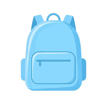 Light blue backpack vector icon.