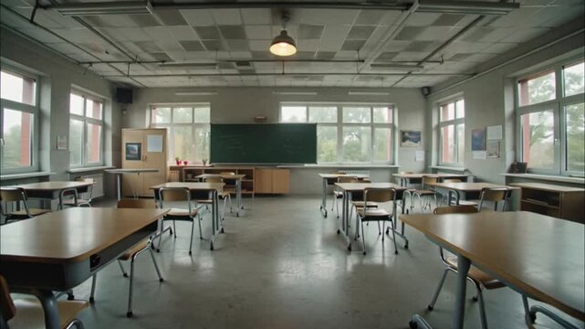 Students attend class in empty classroom daily