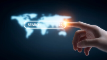 Luminous search box and fingers