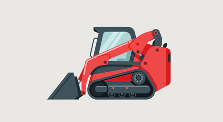 Naklejka premium Compact Red Track Loader With Bucket For Construction And Landscaping
