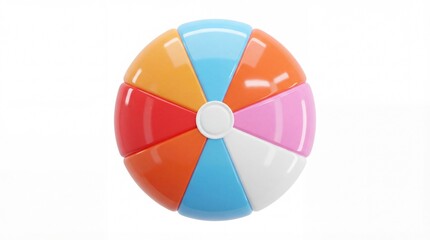Obraz premium Colorful Beach Ball on White Background for Summer Fun.