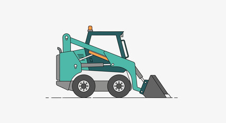 Naklejka premium Compact Skid Steer Loader Machine Flat Design Illustration