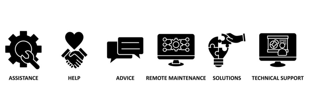 IT Expert banner web icon vector illustration concept with icon of assistance, help, advice, remote maintenance, solutions and technical support