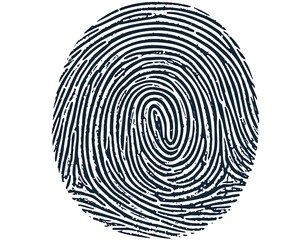 Black and white detailed illustration of a human fingerprint